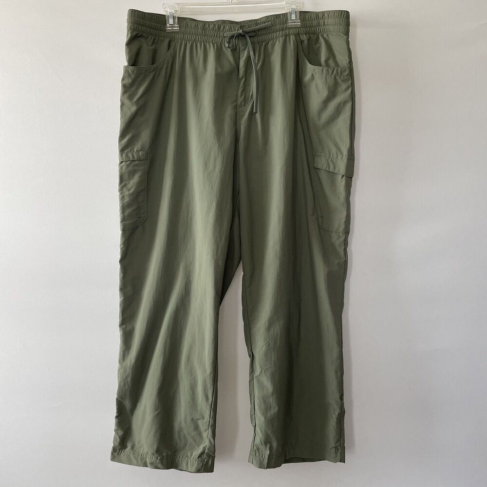 Columbia Cargo Pants Roll Tab Elastic Waist Green Women's Size 2XL